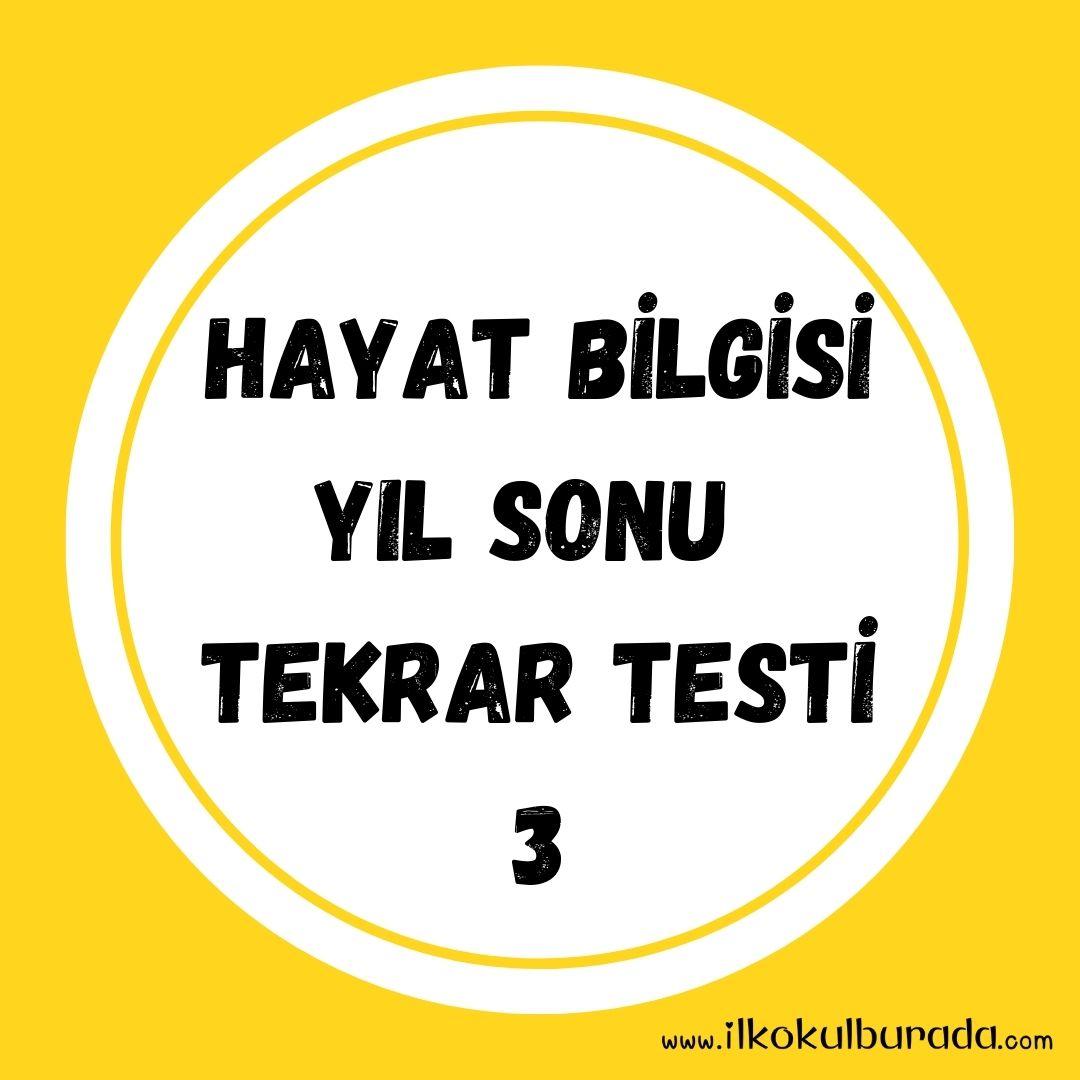 1. Sınıf Hayat Bilgisi Genel Tekrar Testi-3