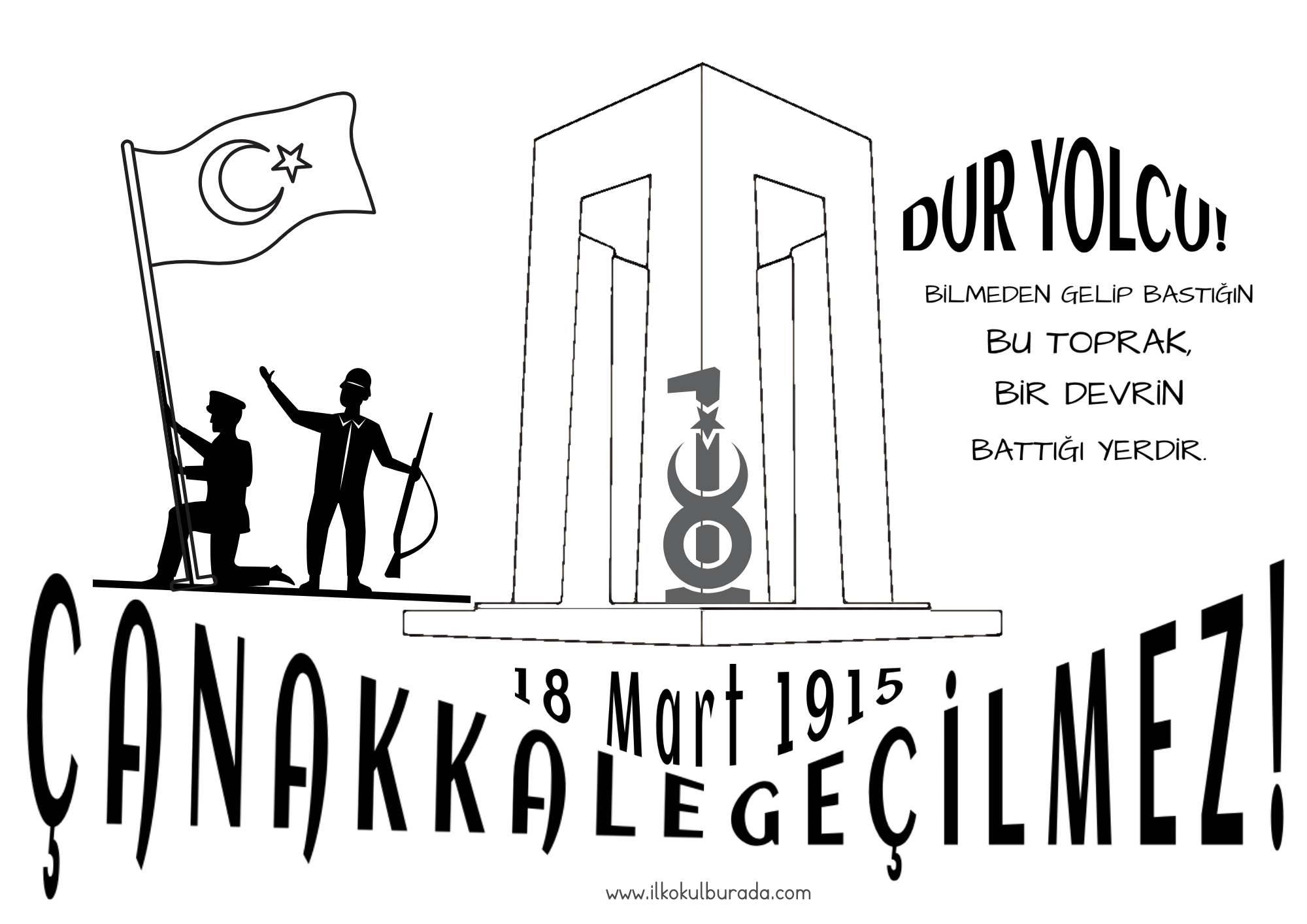 18 Mart Çanakkale Zaferi Pano - Boyama Çalışması- 9 A4 Sayfa