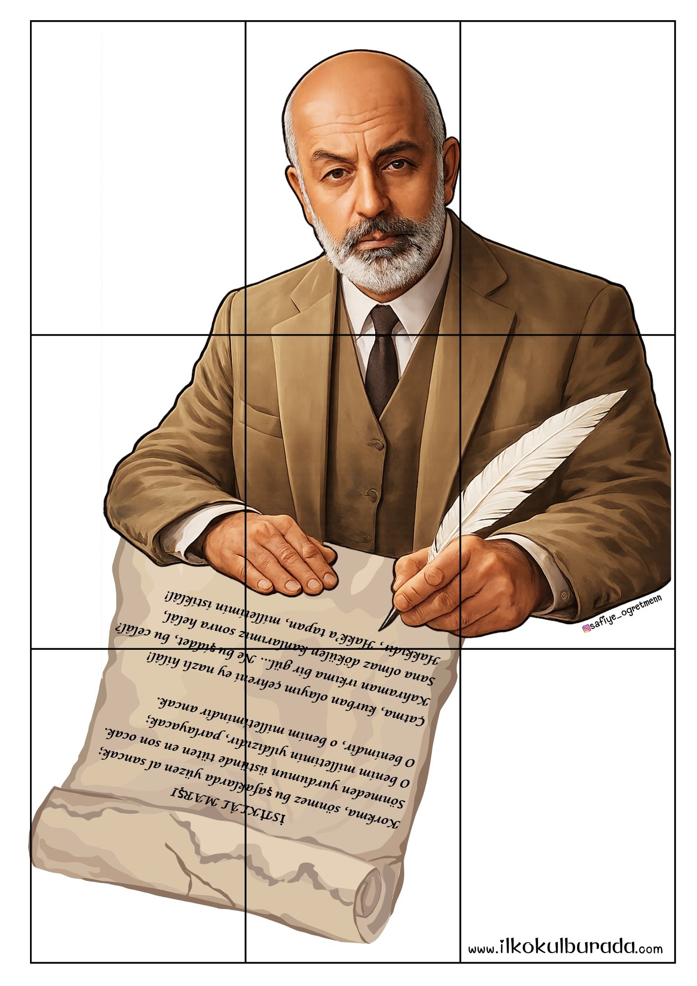 Mehmet Akif Ersoy ve İstiklal Marşı Büyük Poster- (9 a4 sayfa)
