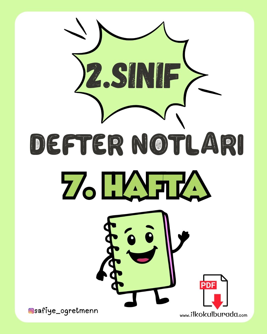 2. Sınıf 7. Hafta Defter Notları