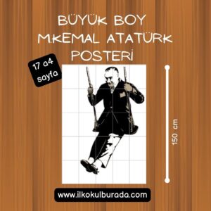 150 cm Boyunda Salıncakta Sallanan Atatürk Posteri- 17 a4 Sayfa Birleştir