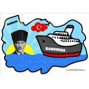 19 Mayıs Etkinlikleri Türkiye Haritası İçinde Bandırma Vapuru-8 Sayfa Renkli